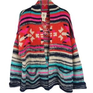 Billabong Australia Women's M‎ Cardigan Multicolor Southwestern Aztec Knit Boho